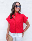 Timeless Touch Collar Top-Red
