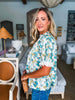 Carefree Charm Floral Top-Light Teal
