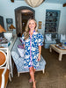 Tropical Villa Mini Dress-Slate Blue