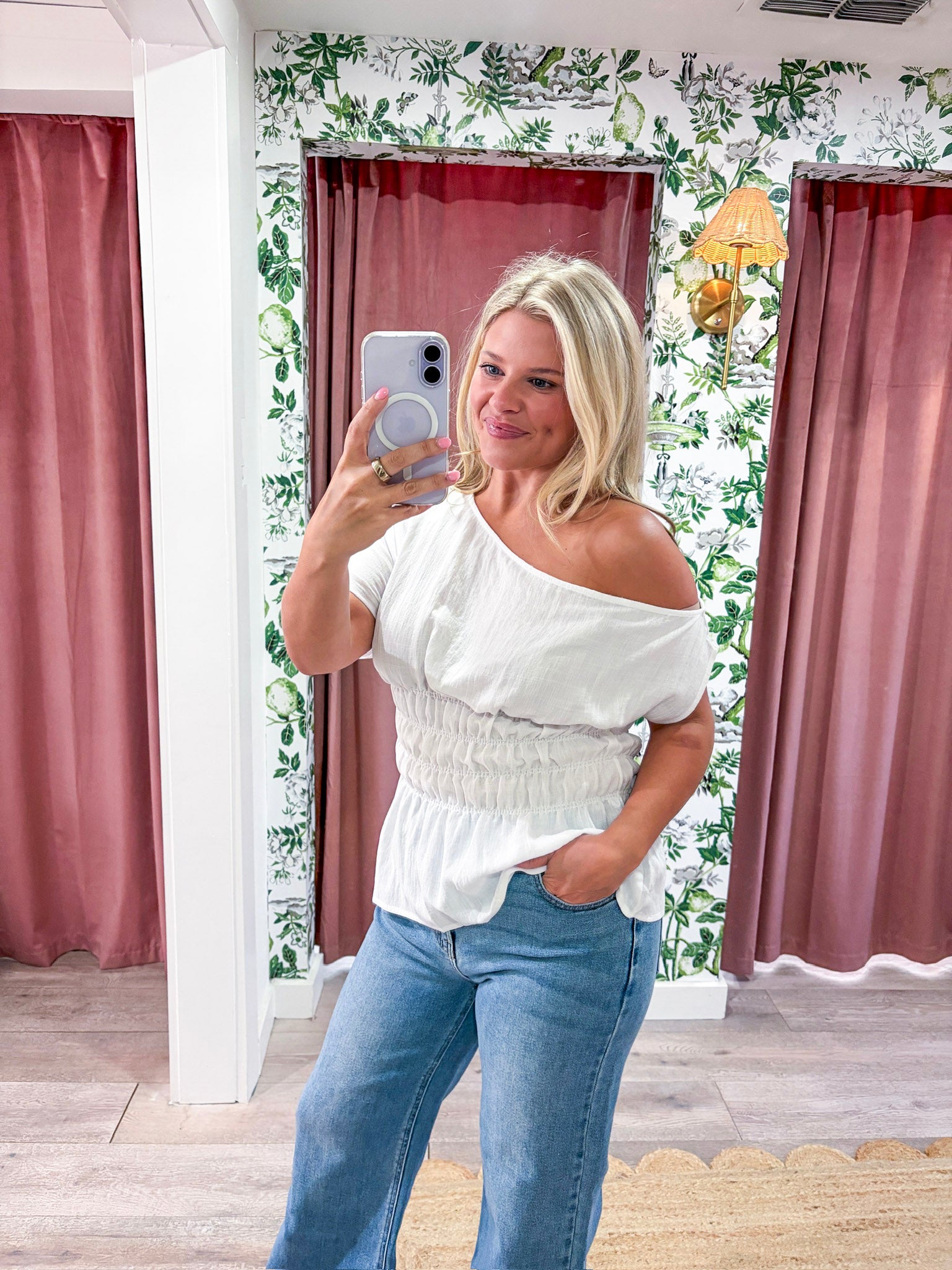 Selena One Shoulder Smocked Top