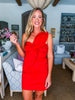 Grand Entrance Bow Mini Dress-Cherry Red