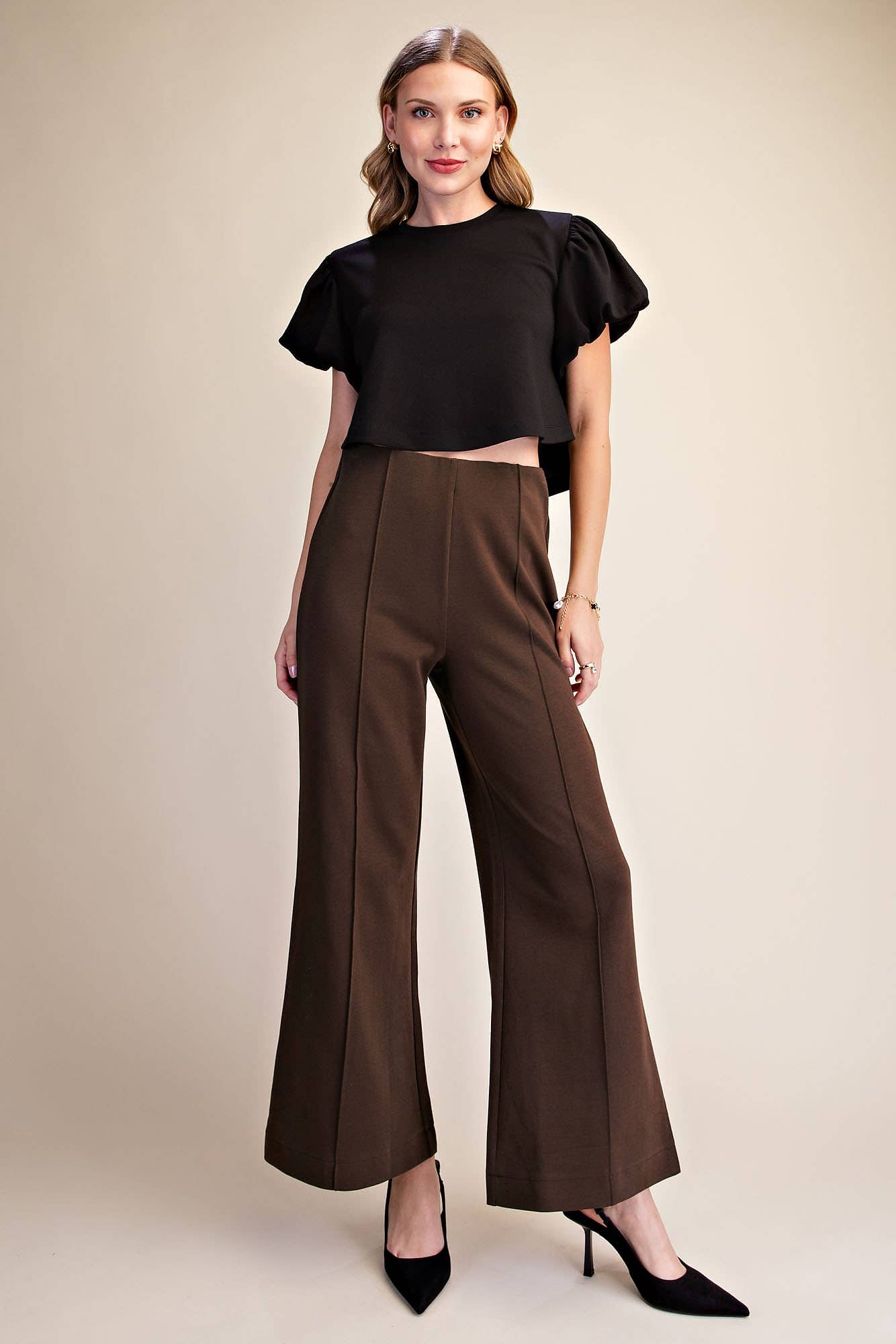 Maple Lane Knit Top- Black