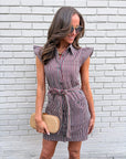 Vera Ruffle Button Down Mini Dress