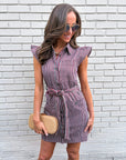 Vera Ruffle Button Down Mini Dress