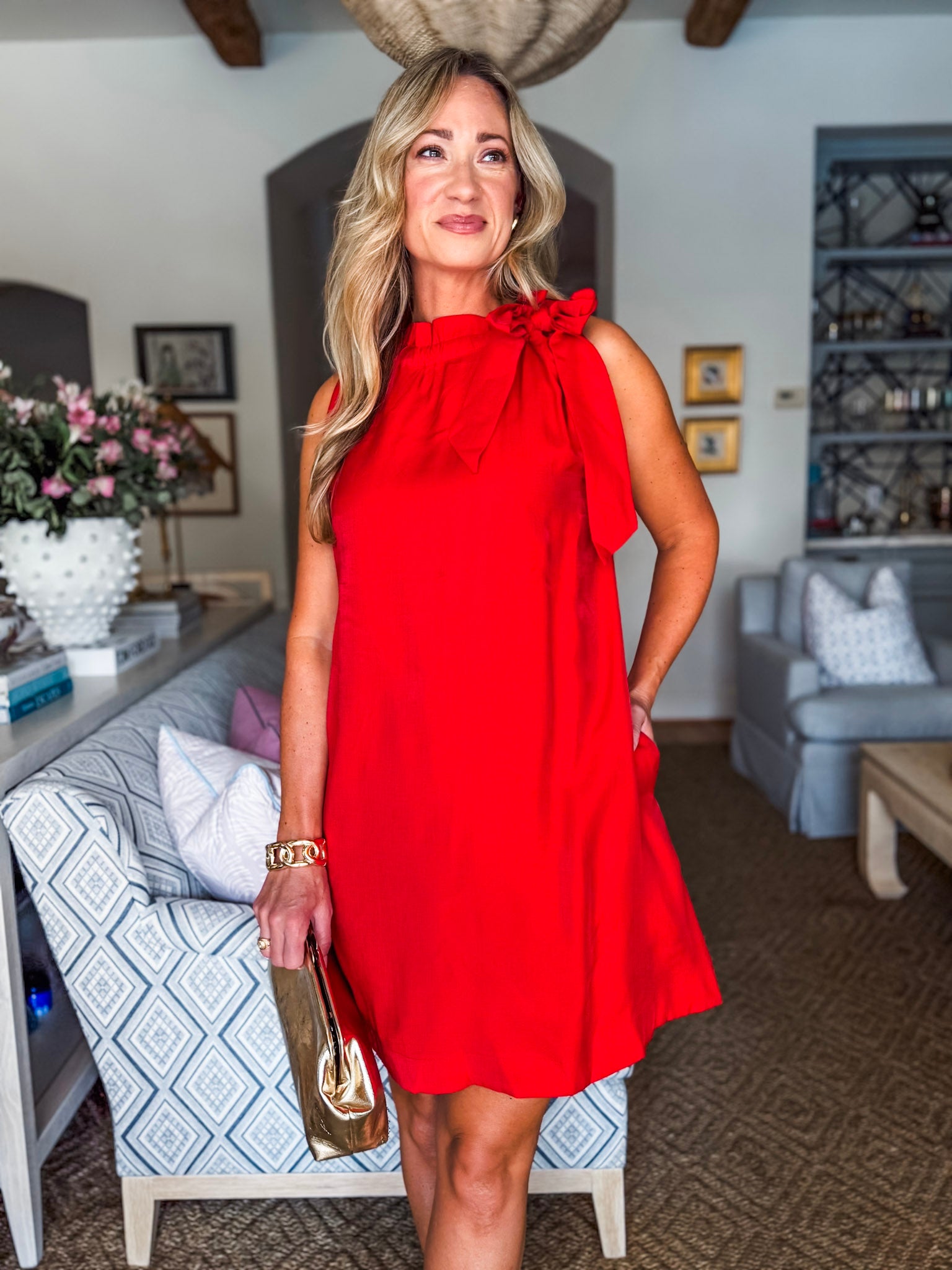 Touch of Glam Mini Dress-Red