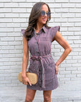 Vera Ruffle Button Down Mini Dress