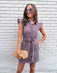 Vera Ruffle Button Down Mini Dress