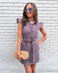 Vera Ruffle Button Down Mini Dress