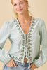 Blossom Sage Embroidered Top