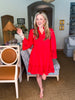 Eyelet Love Mini Dress-Red