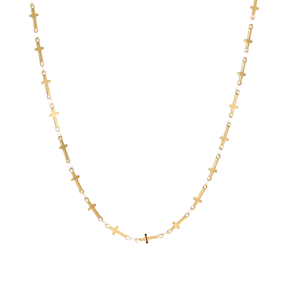 Riley Mini Cross Necklace-Gold