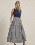 Gingham Check Midi Skirt
