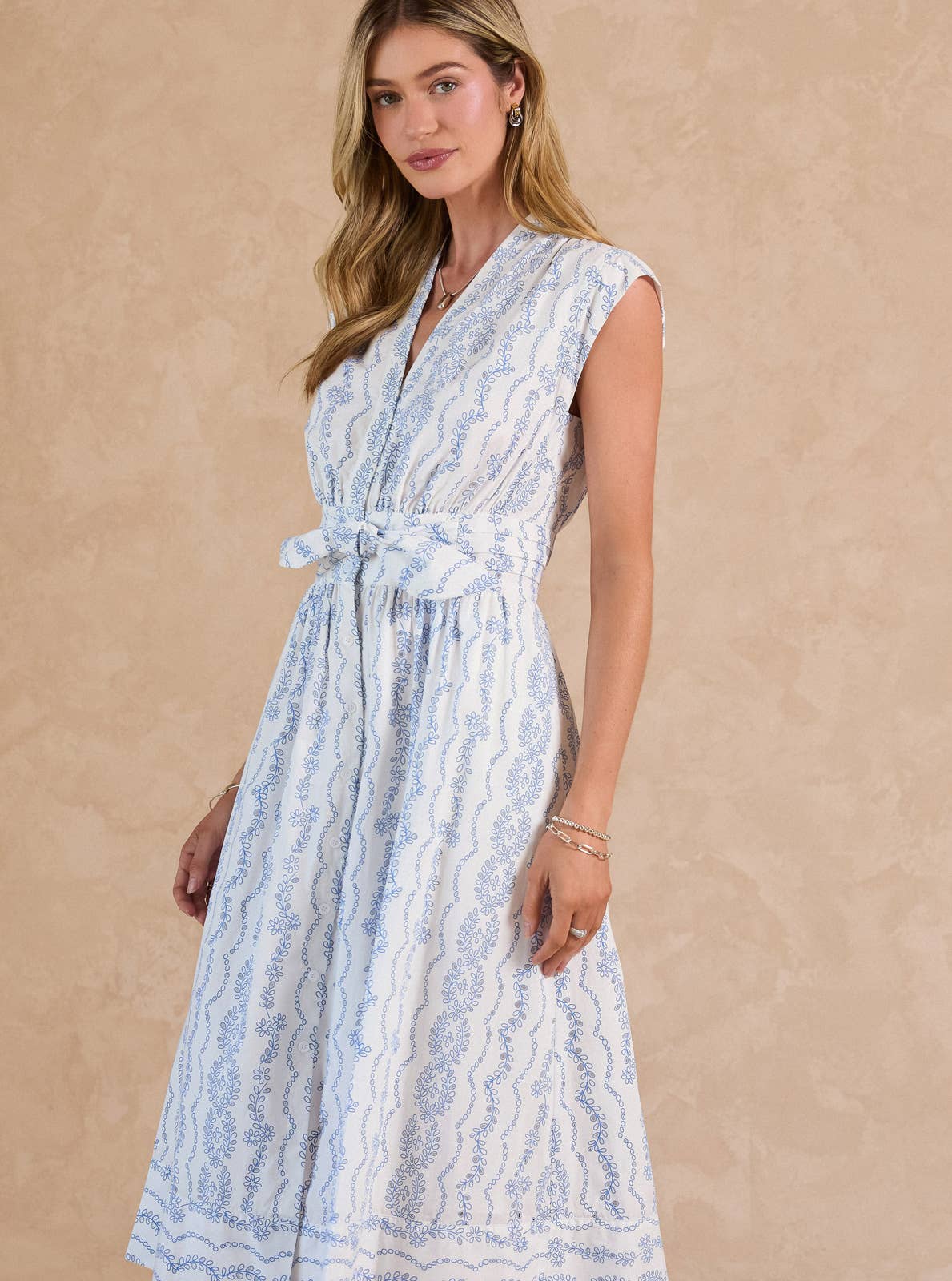 Sugar Petal Eyelet Midi Dress