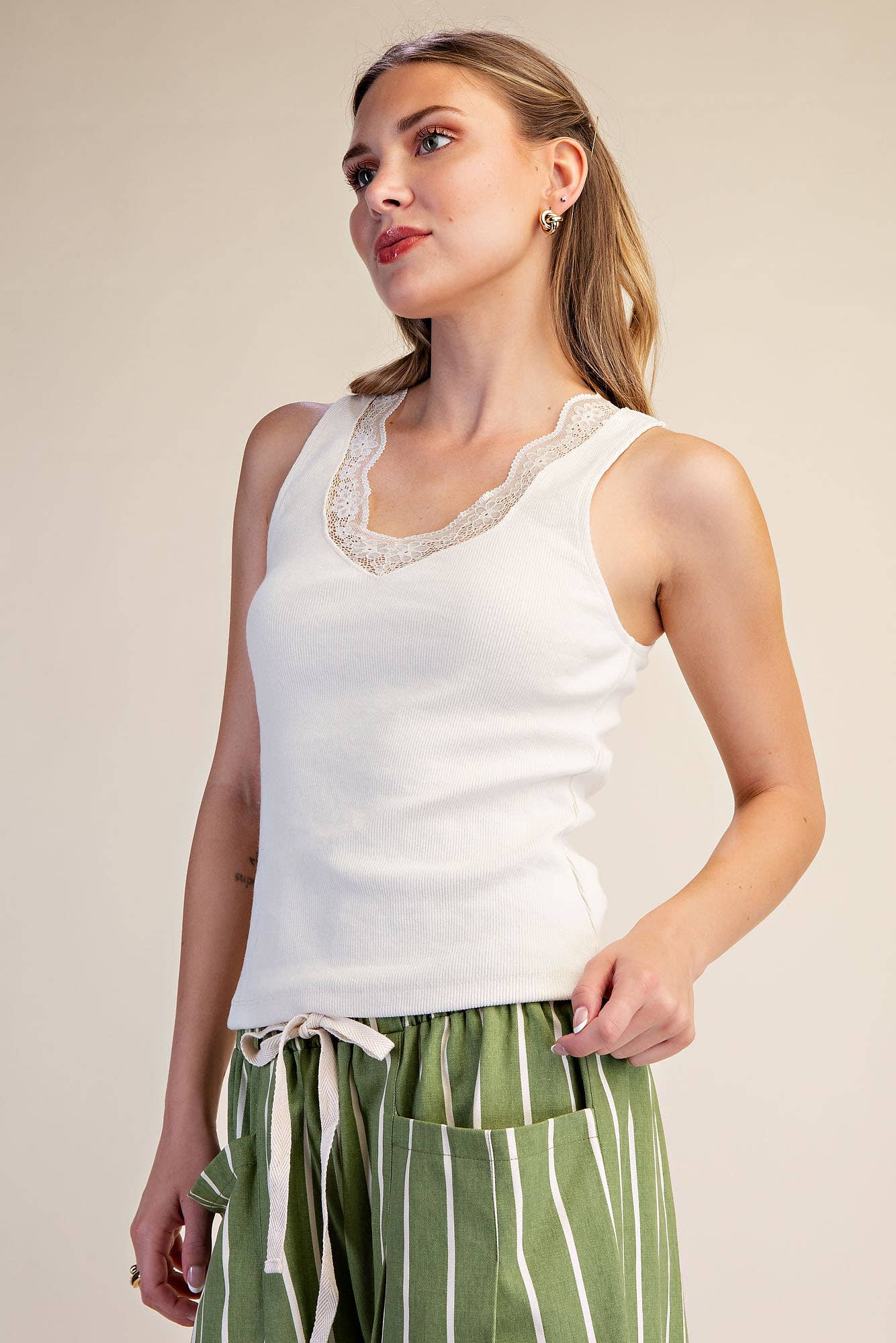 Florence Lace Tank- Ivory
