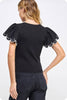 Heart Flutter Knit Top- Black