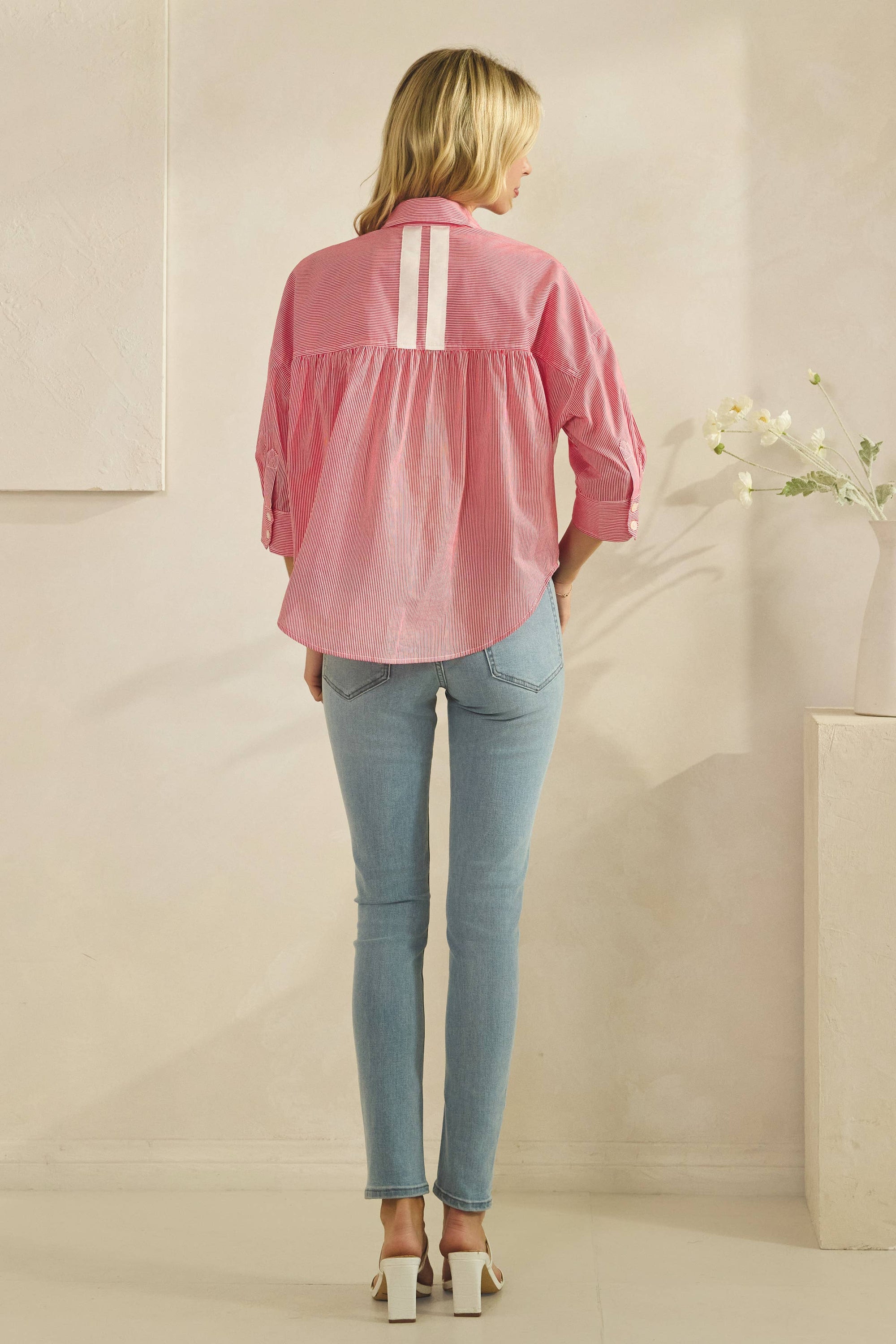 The Bellemar Striped Top- Red