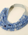 Chunky Beaded Necklace-Blue Multi