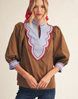 Folk Stitch Embroidered Top