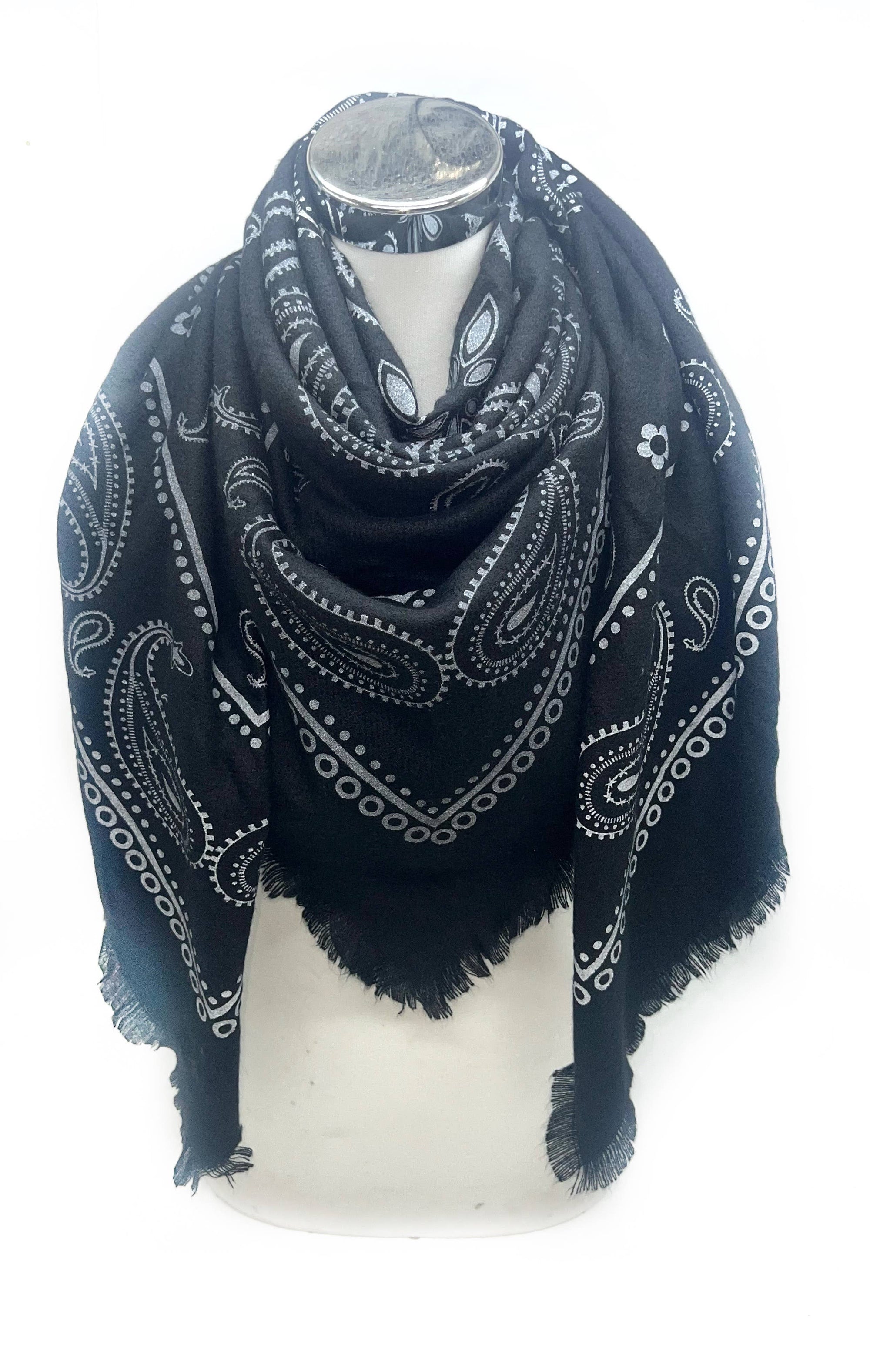 Old Town Paisley Scarf-Black