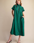 The Iconic Stripe Midi Dress-Navy