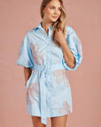 Sweet Flora Puff Sleeve Dress-Sky Blue