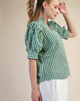 Sweetheart Puff Sleeve Top-Green