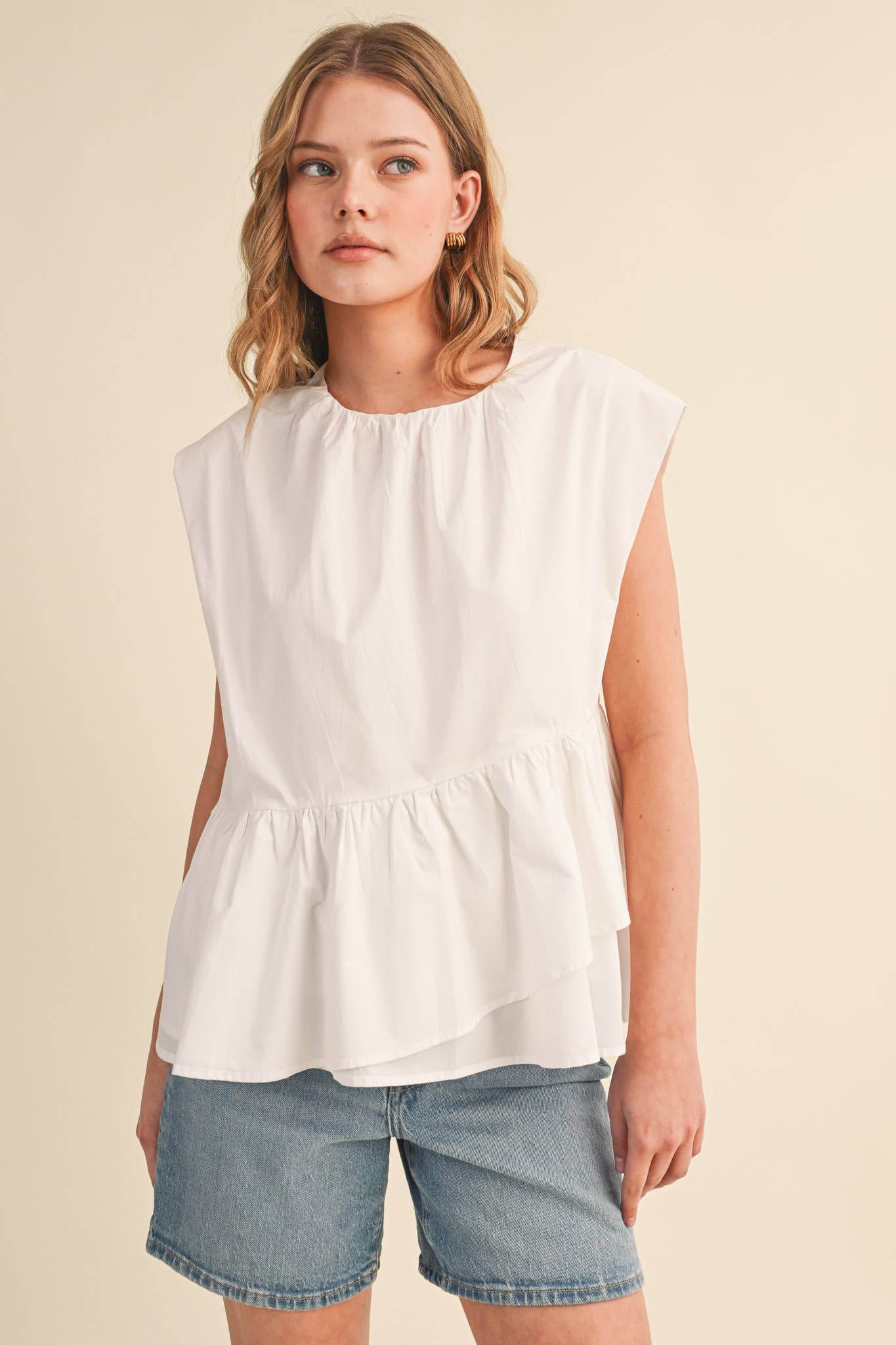 Sunday Melody Peplum Top-Off White