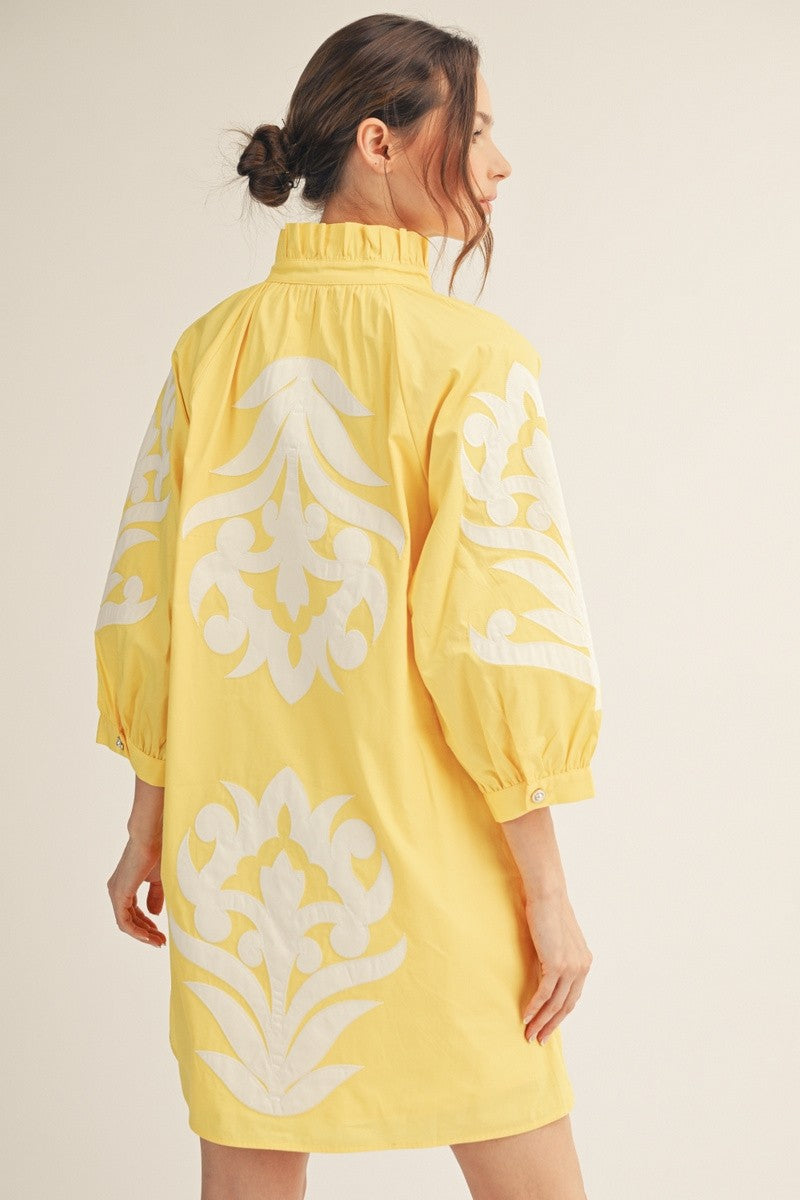 Isla Floral Baroque Dress-Yellow
