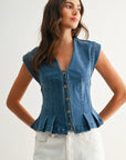 Best in Show Denim Peplum Top