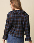 Lena Ruffle Plaid Blouse Top
