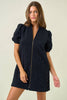 Dynamic Details Jacquard Mini Dress-Black