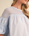Sheer Romance Bubble Top-Sky Blue