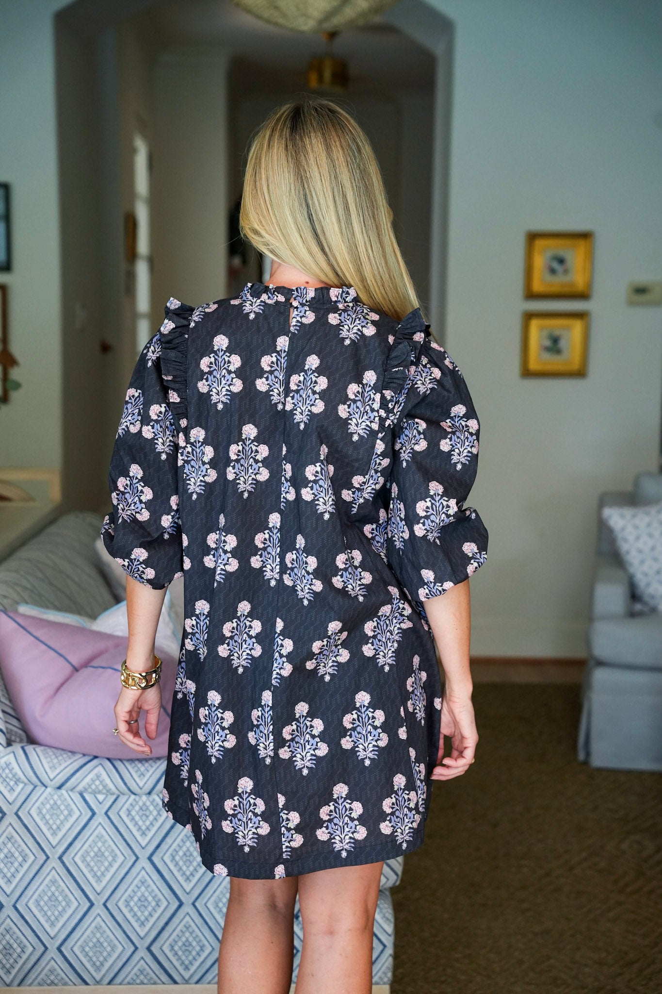 Victorian Florals Ruffle Mini Dress