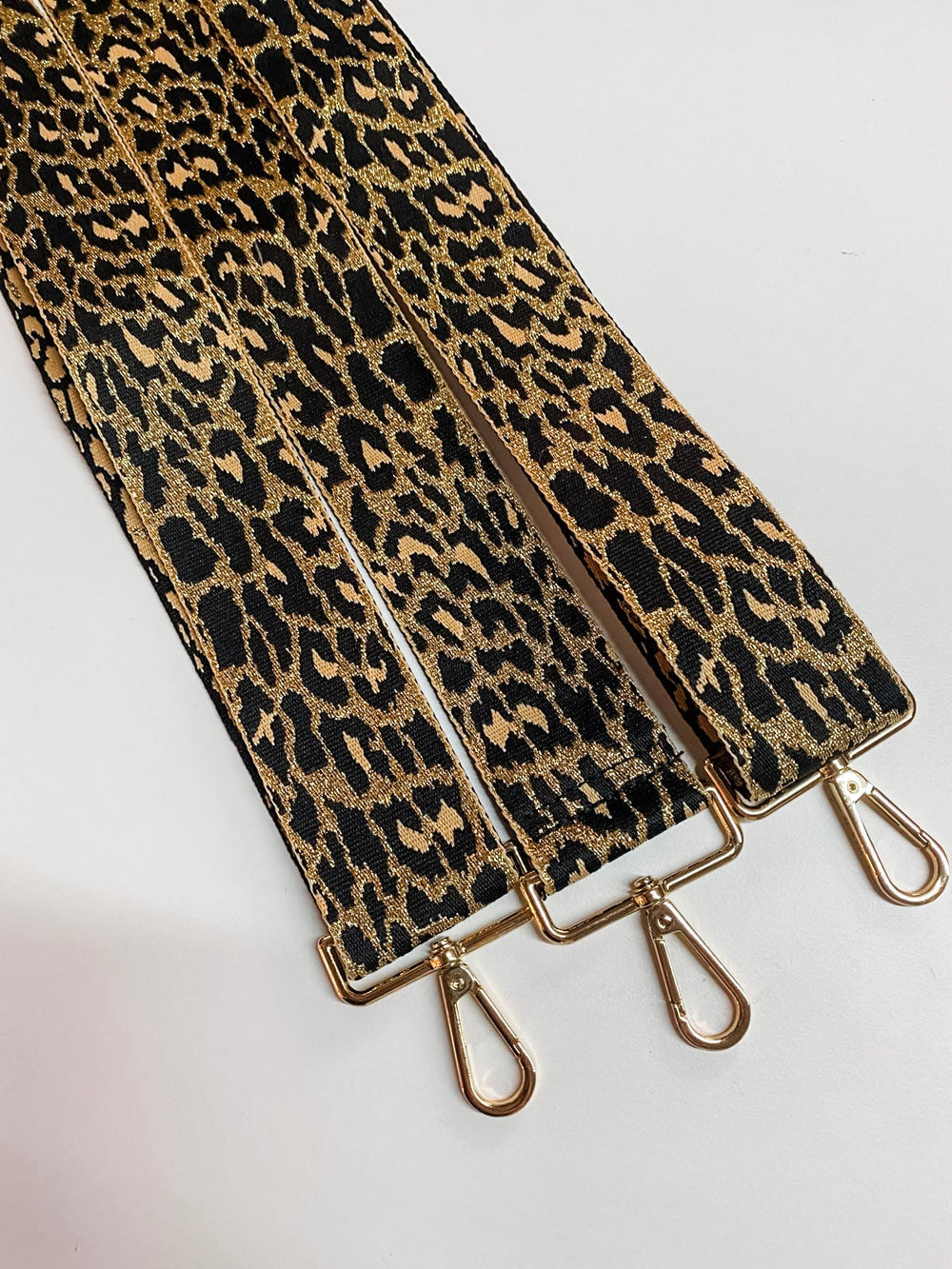 Glitter Animal Bag Strap-Gold Leopard