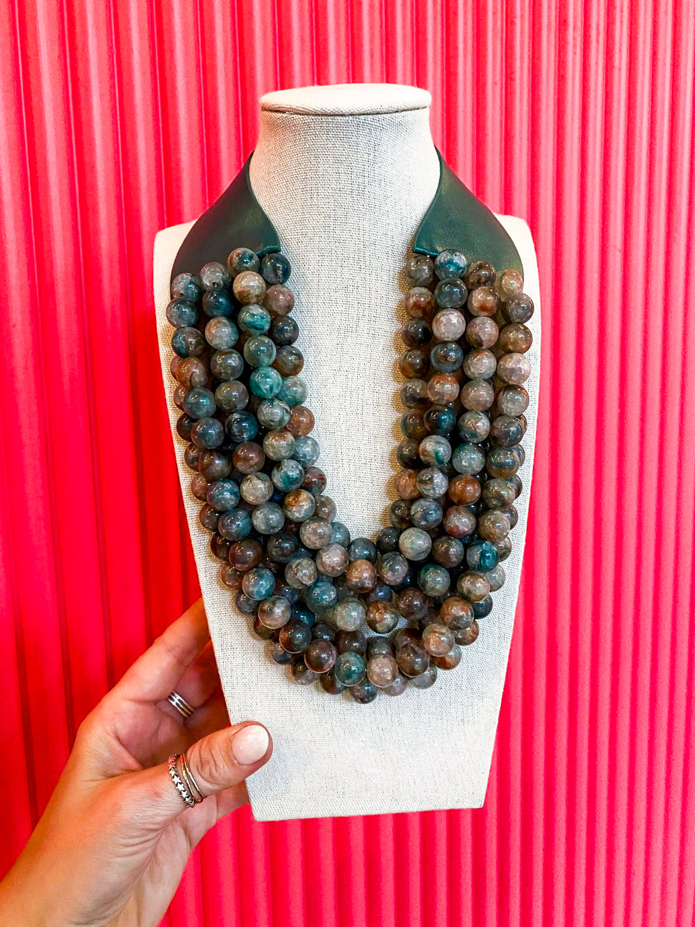 Chunky Beaded Necklace-Jasper