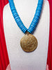 Floral Medallion Beaded Necklace-Teal