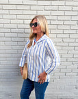 Everly Stripe Top-Blue