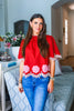 Bohemian Dreams Embroidered Top-Brick