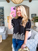 Threaded Bloom Embroidered Top-Black