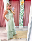 PREORDER: Desert Breeze Lace Maxi Dress-Sage