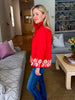 Poppy Fields Ricrac Trim Top-Red