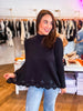 Cuddled Up Eyelet Sweater- Black