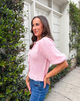 Travel Plans Button Down Sweater-Pink