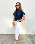 Timeless Touch Collar Top-Navy