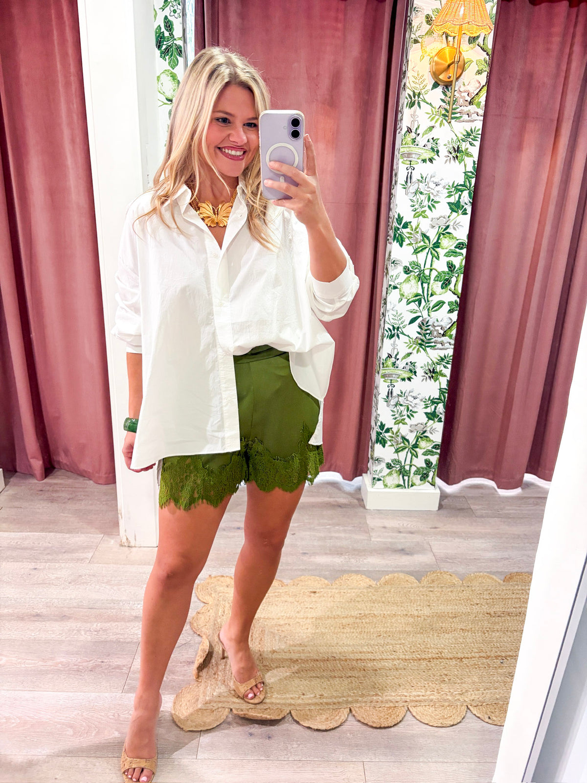 Satin Allure Shorts-Olive