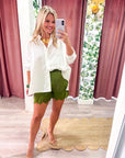 Satin Allure Shorts-Olive