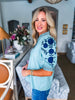 Lighthearted Embroidered Top-Sage