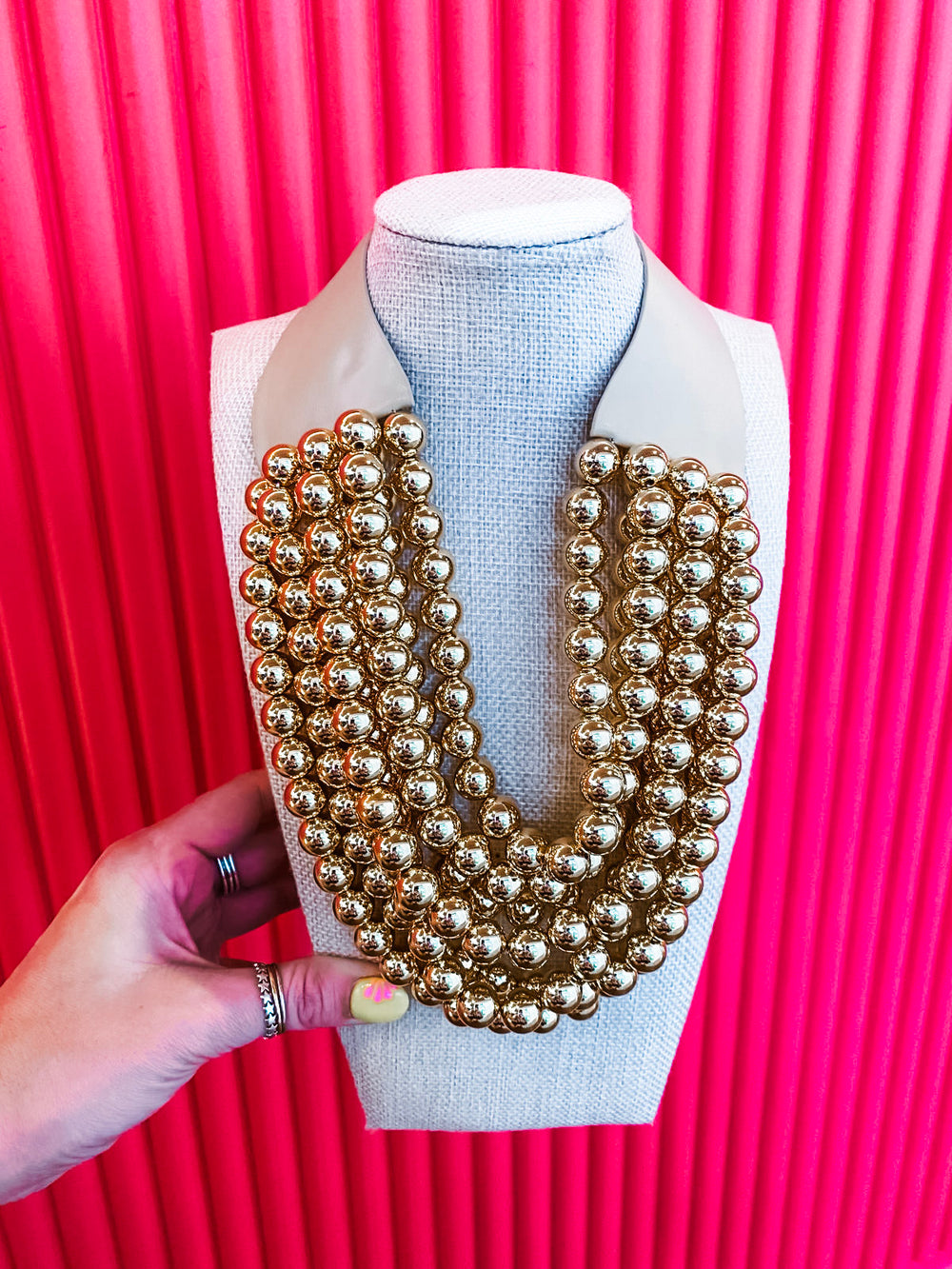 Chunky Beaded Necklace- Gold