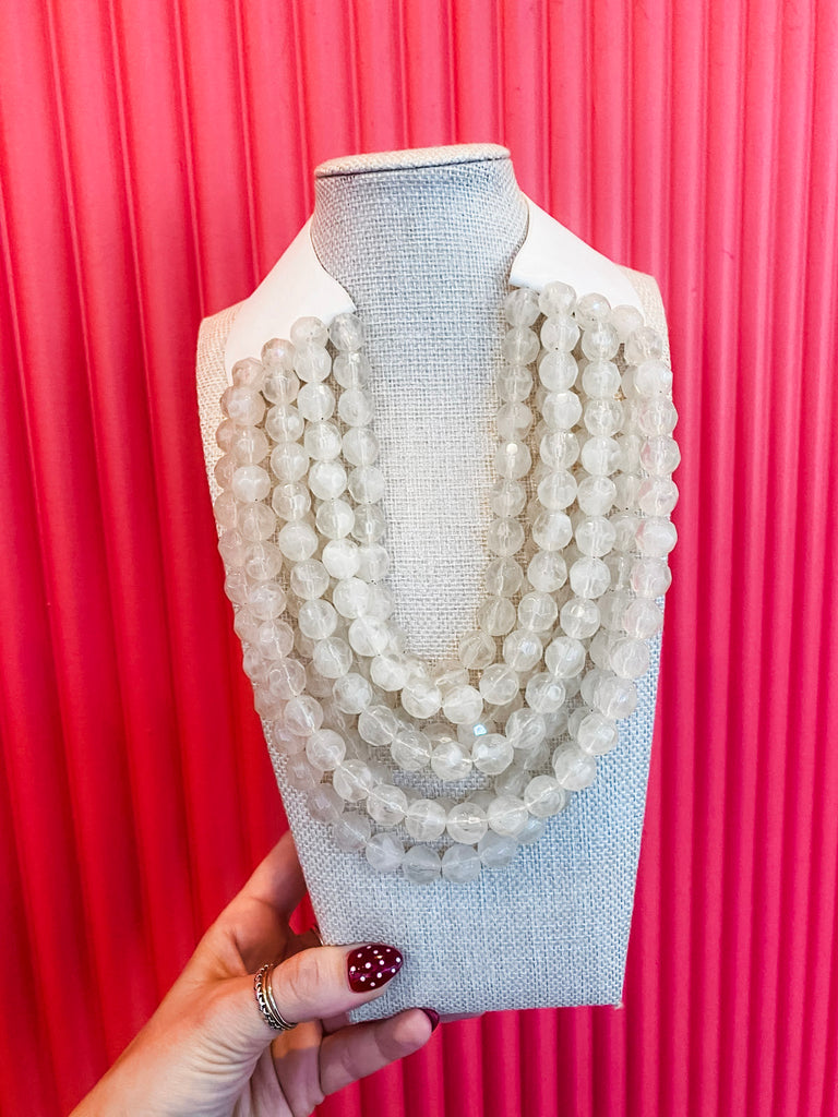 Chunky Beaded Necklace-White