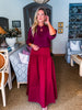 Fit & Flare Maxi Skirt-Wine